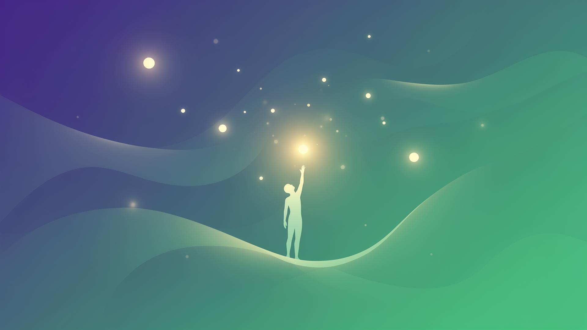 Person reaching toward light, representing personal growth journey